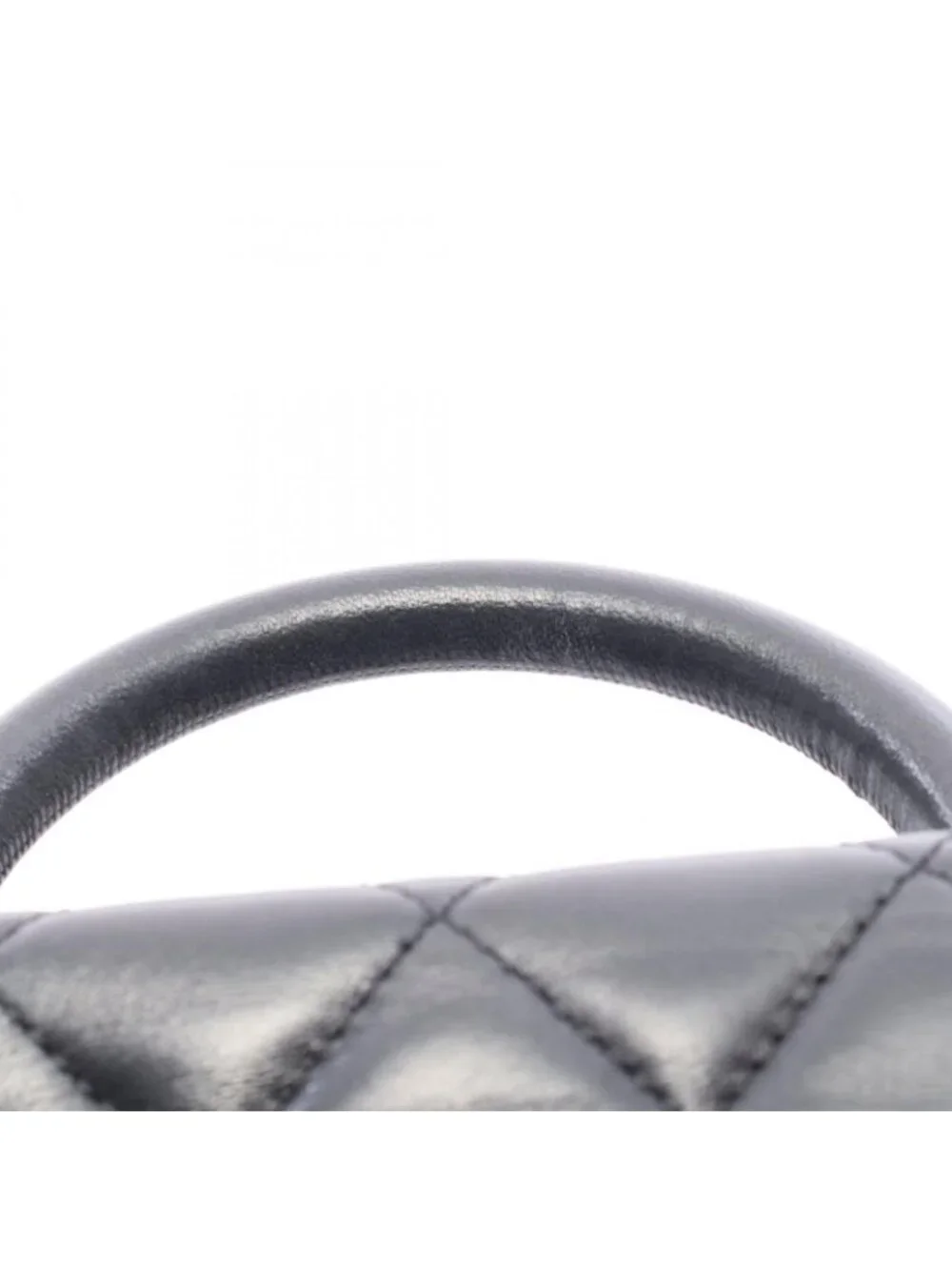 Chanel Shoulder Bag Quilted Top Handle Black Lambskin Top 2-Way Chain
